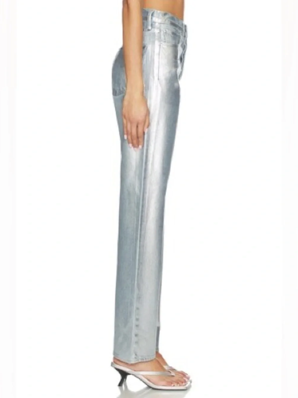AGOLDE Women’s Silver Jeans 90s Mid Rise Loose Fit Tinfoil Denim Size 29 - Picture 4 of 11
